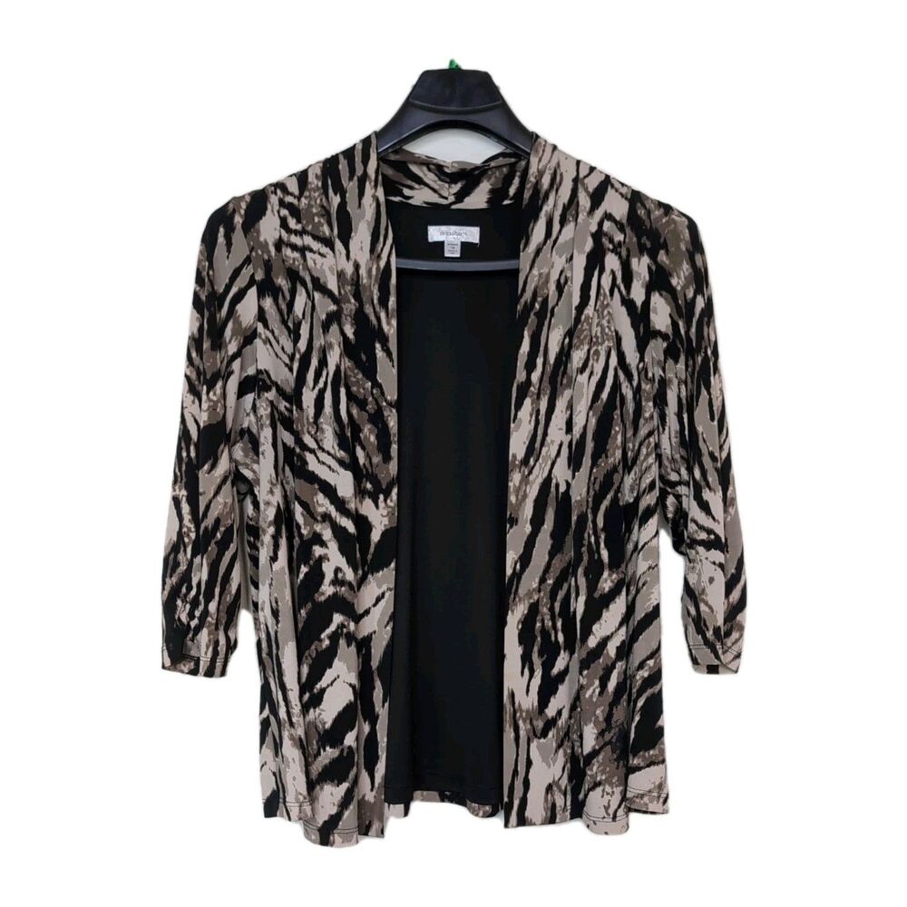 Dress Barn Sz 1X Open Front Multicolor Animal Print  Blazer Jacket  Lined Office